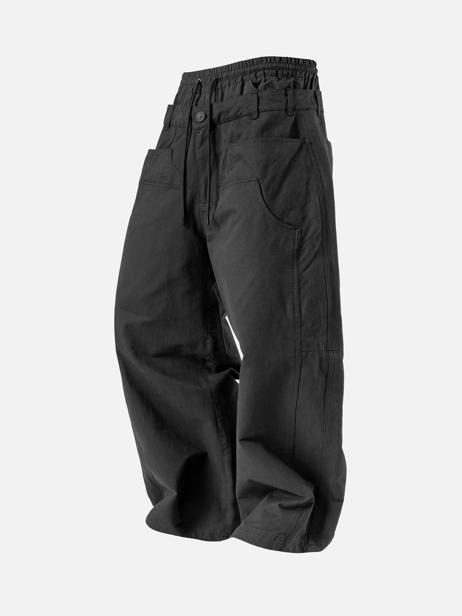 black woven twill tie detail velcro waist cargos