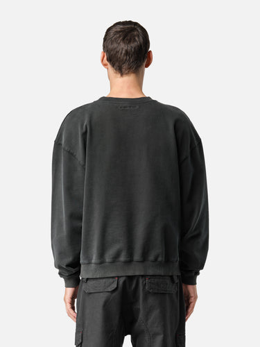 Washed Black Oversized Sweatshirt, back half-body on model