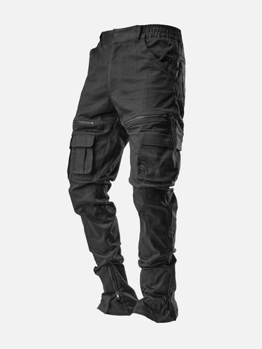 Black V5 Cargo Pants, 45-degree bent-leg side view
