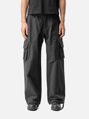 Black W1 Cargo Pants, front half-body on model