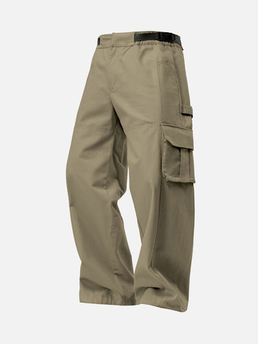Green W1 Cargo Pants, 45-degree bent-leg side view