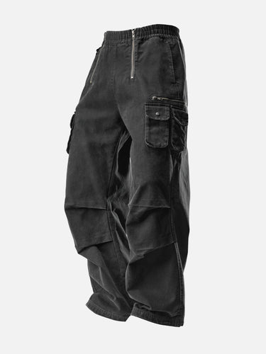 Black W5 Cargo Pants, 45-degree bent-leg side view