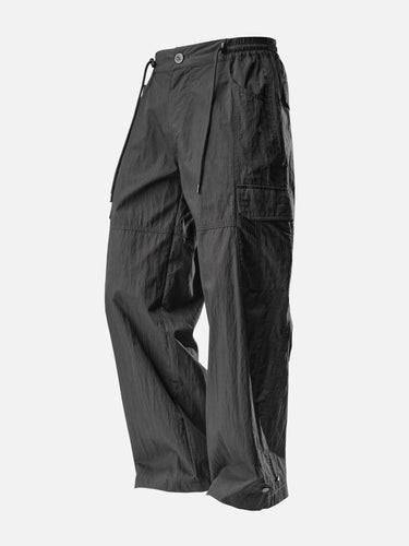 Black W8 Cargo Pants, 45-degree bent-leg side view