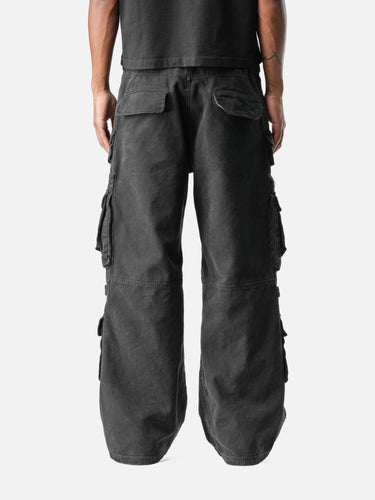 Washed Black W9 Cargo Pants, back half-body on model