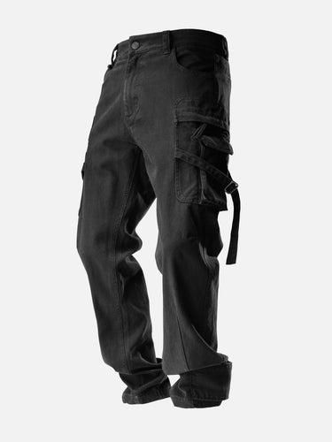 Washed Black X15 Cargo Pants, 45-degree bent-leg side view