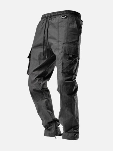 Black X6 Cargo Pants, 45-degree bent-leg side view