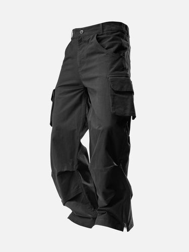 Black Y5 Cargo Pants, 45-degree bent-leg side view