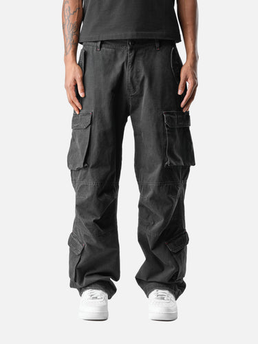 Black Z10 Cargo Pants, front half-body on model