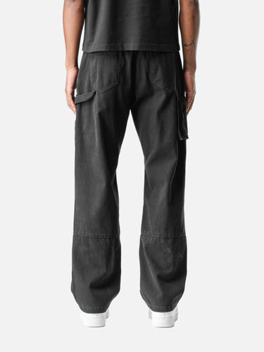 Washed Black Z40 Cargo Pants, back half-body on model