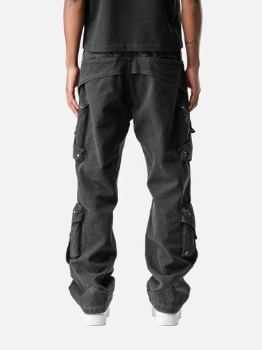 Washed Black Z5 Cargo Pants, back half-body on model