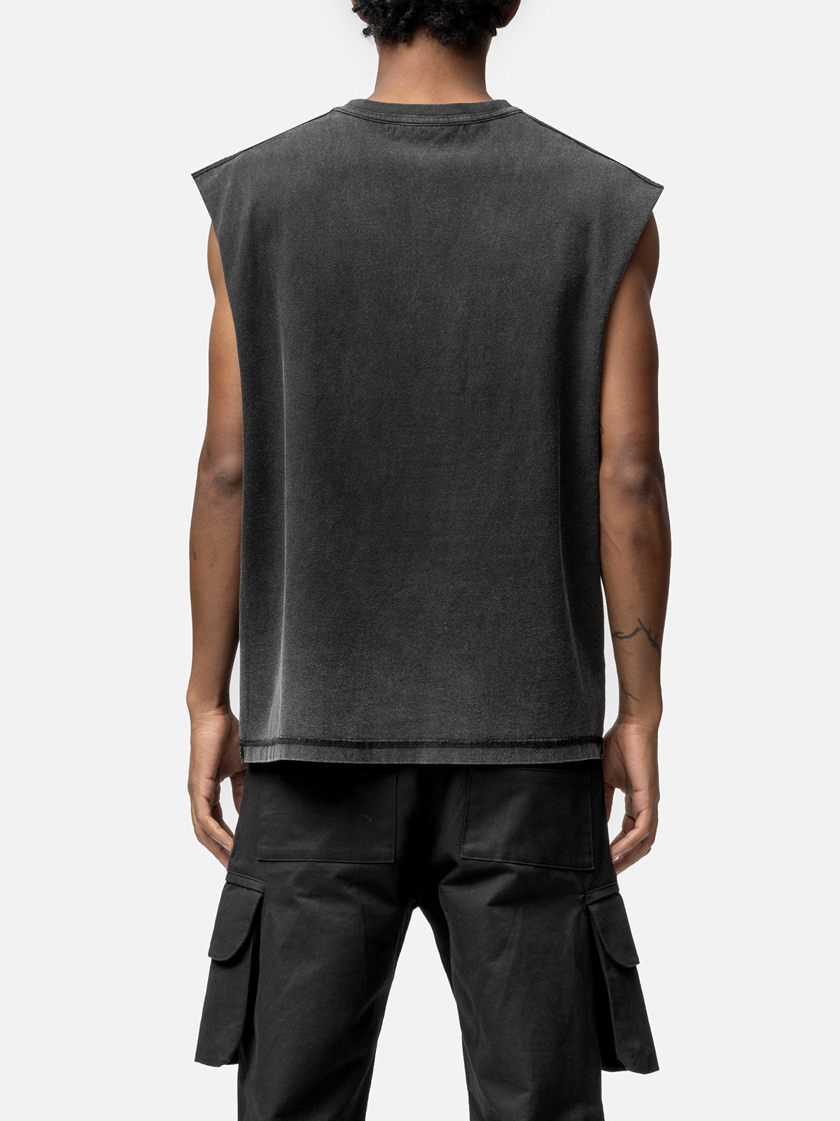 Sleeveless T-shirt Washed Black – BLACKTAILOR