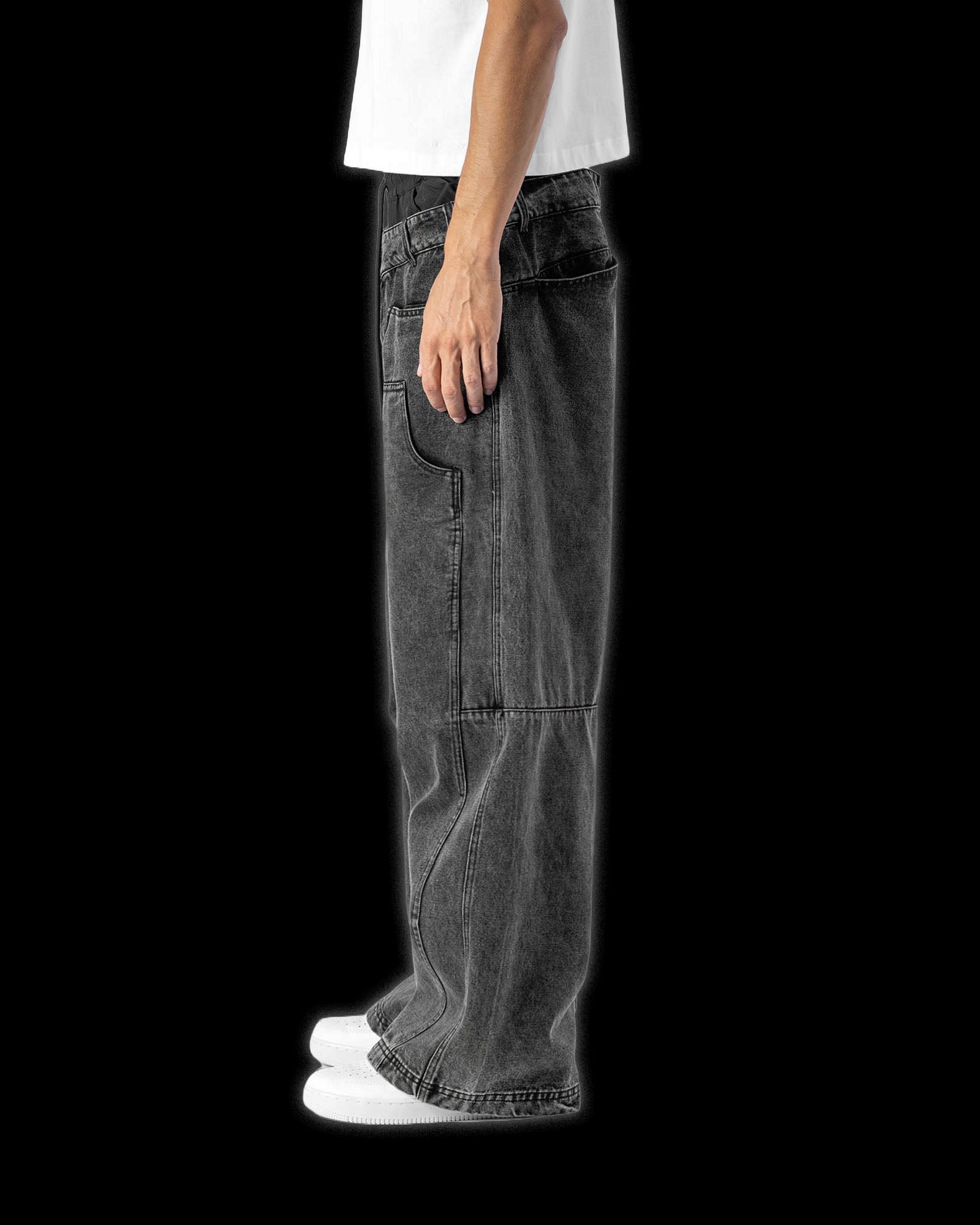 DOUBLE WAIST DENIM CARGO