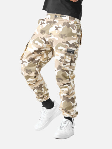 Sand Camo C9 Cargo Pants, casual half-body pose on model