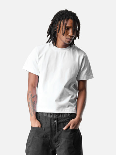 White Cropped T-Shirt, casual half-body pose on model