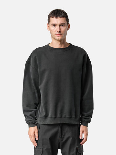 Washed Black Oversized Sweatshirt, front half-body on model