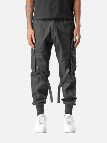 Washed Black T1 Jogger, front half-body on model