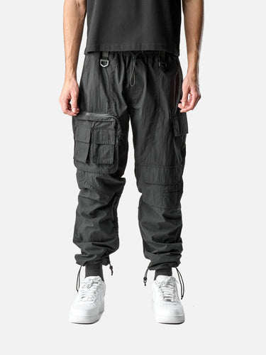 Black T27 Cargo Pants, front half-body on model