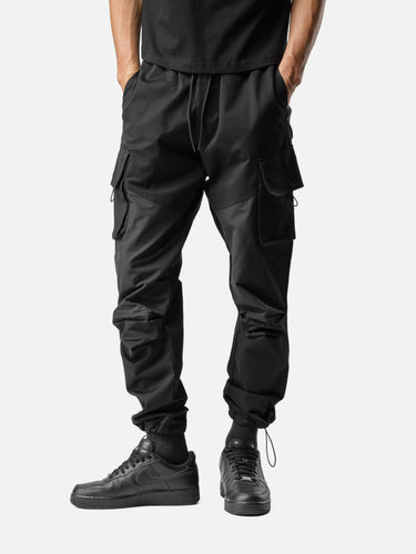 Black T32 Cargo Pants, casual half-body pose on model