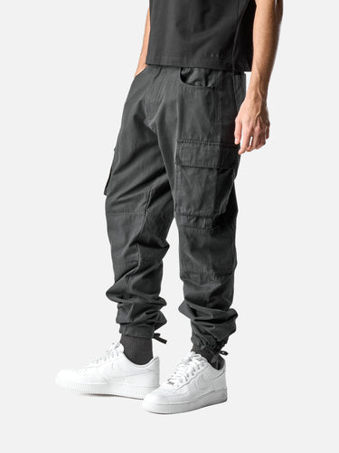 Black T38 Cargo Pants, casual half-body pose on model
