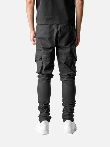 Black V4 Cargo Pants, back half-body on model