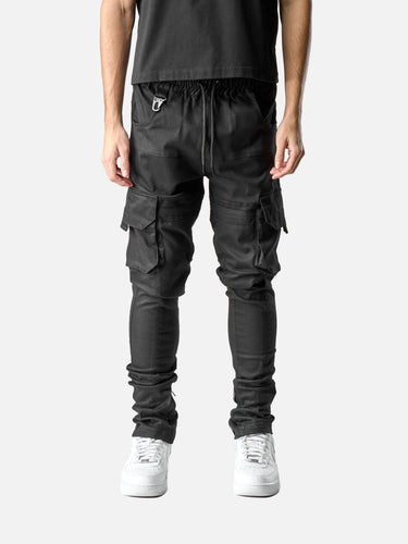 Black V4 Cargo Pants, front half-body on model