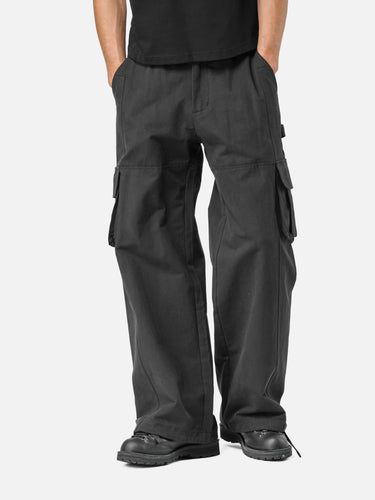 Black W1 Cargo Pants, casual half-body pose on model
