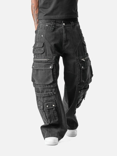 Washed Black W9 Cargo Pants, casual half-body pose on model