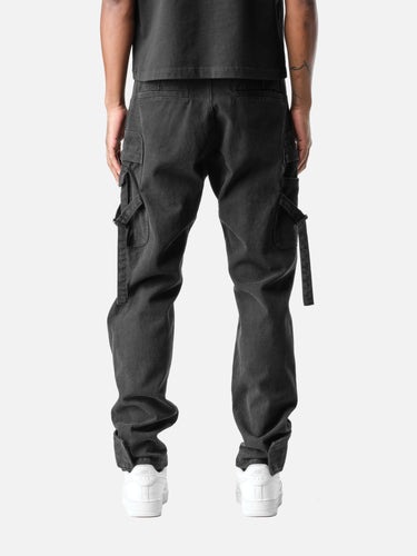 Washed Black X15 Cargo Pants, back half-body on model