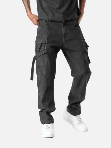Washed Black X15 Cargo Pants, casual half-body pose on model