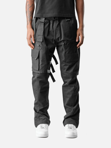 Black X5 Cargo Pants, front half-body on model