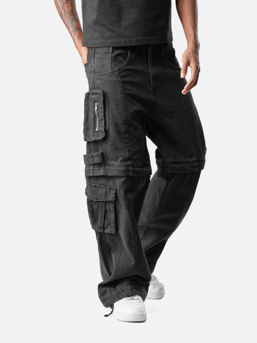 Black Y6 Cargo Pants, casual half-body pose on model