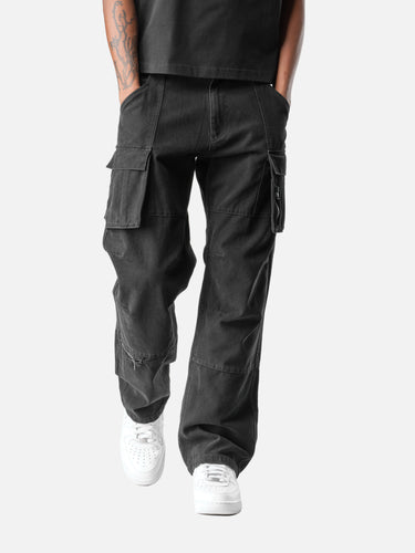 Washed Black Z40 Cargo Pants, casual half-body pose on model