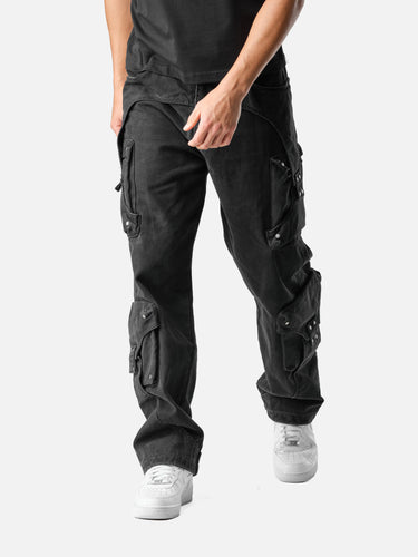 Washed Black Z5 Cargo Pants, casual half-body pose on model