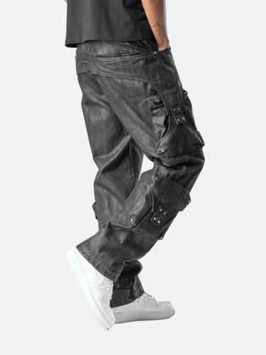 Waxed Black Z5 Cargo Pants, casual half-body pose on model